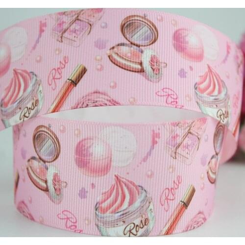 Cartoon Lipstick and cosmetics printed grosgrain ribbon 16-75mm DIY handmade materials christmas wedding gift wrap tape ribbons