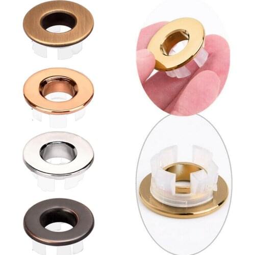 Bathroom Basin Faucet Sink Brass Six-Foot Ring Overflow Hole Filter Cover Universal Washbasin Overflow Insert Plug Replacem F3I9