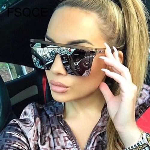 Oversized flat top sunglasses women luxury 2019 unique mens sun glasses brand designer shield sunglasses large square shades