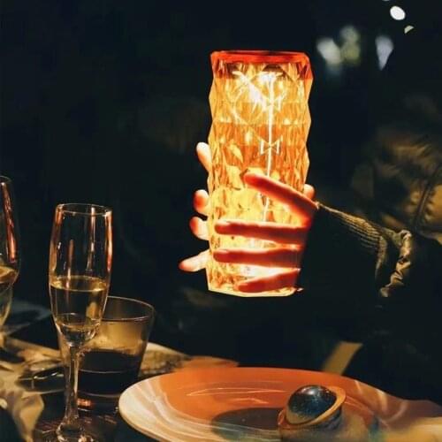 Glass Table Lamp USB Diamond Table Lamp Acrylic Decoration Light LED Night Lights Lighting Decorative Diamond Table Standard