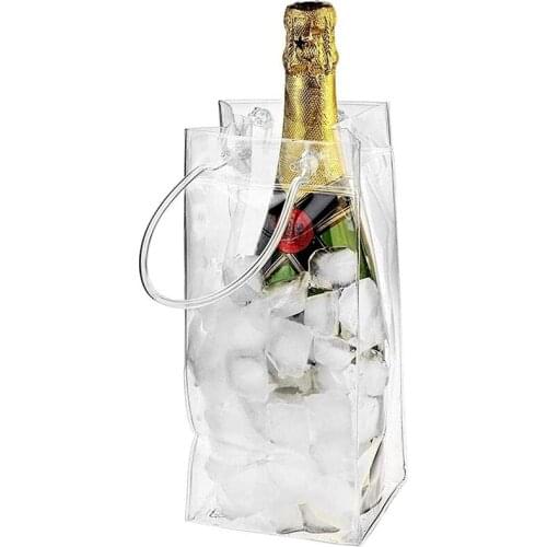 1PC Wine Ice Bag PVC Transparent Leakproof Ice Pack Portable Outdoor Ice Bucket Red Wine Beer Champagne Chiller Cooler Handbag