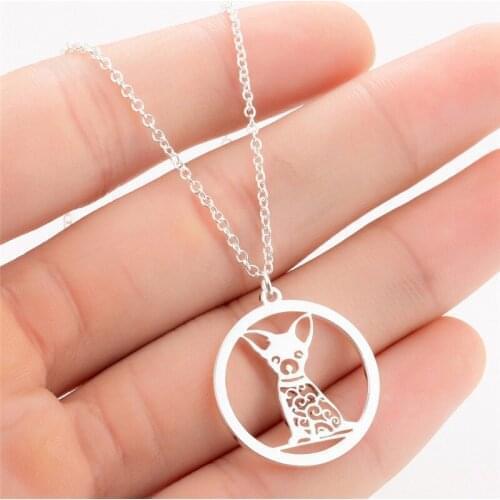 Cross-Border Jewelry Stainless Steel Pet Chihuahua Dog Remale Collarbone Chain Necklace Small Pure And Fresh And Necklace