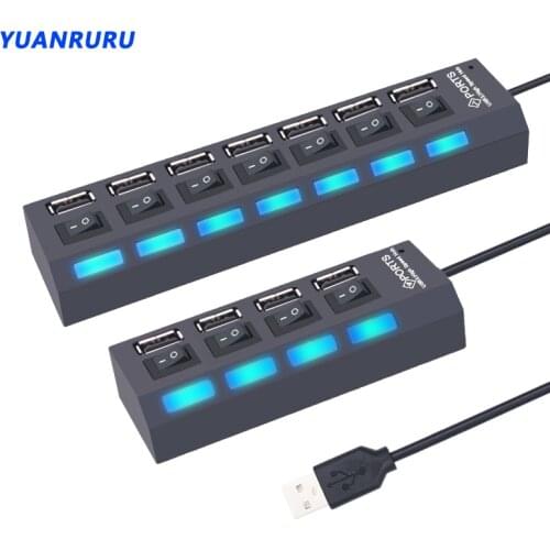 USB Hub USB Hub 2.0 Multi USB Splitter Hub USB Adapter USB Hub 7 Port Multiple Expander 2.0 USB Hub USB Port with Switch for PC