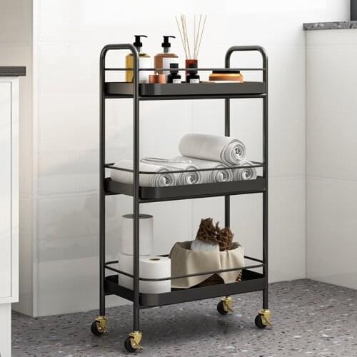 Nordic iron art storage rack toilet narrow rack bathroom metal mobile rack floor cart storage rack