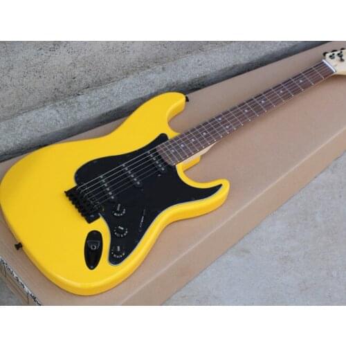 Yellow electric guitar, black shield, SSS pickup, Rosewood fingerboard, can be customized, free delivery