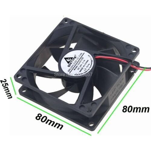 100PCS LOT Gdstime Black 80mm 8cm 80x25mm DC 24V 2P Ventilation Brushless Cooling Fan