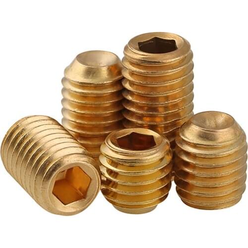 2/5/10pcs M3 M4 M5 M6 M8 M10 Brass Copper Hex Hexagon Socket Allen Cup Point Grub Screws Set Screws Bolts Length 3-20mm