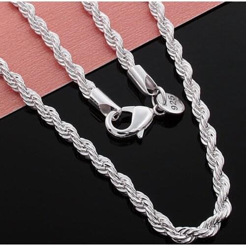 2mm Rope Chain Necklace For Women Men Choker Colar Kolye Necklaces & Pendants Silver color Jewelry Charms Jewellery Gift