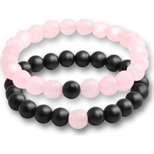 2 Pcs/set Bracelets For Women Lava Natural Stone White and Black Yin Yang Men Beaded Bracelet Couples Distance Yoga Bangles Love