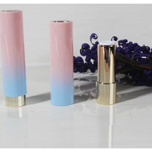 20pcs 12.1mm Gradual Change Pink Blue Lipstick Tube Empty Plastic Round Lip Rouge Filler Cosmetic Lip Makeup Packaging Container