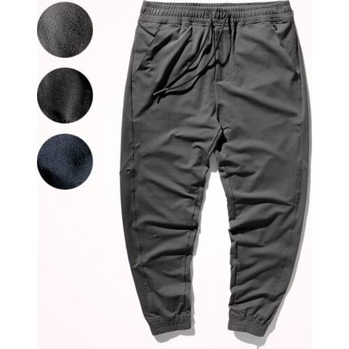 2021 Summer New Ice Silk Sweatpants Mens Elastic Waist Drawstring Quick-drying Lightweight Sports Trousers Stretch Casual Pants