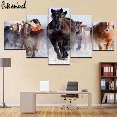 5 Pieces Animal Horse Diamond Painting Cross Stitch Rhinestones 5d Diy Diamond Embroidery Mosaic Handmade Gift Needlework