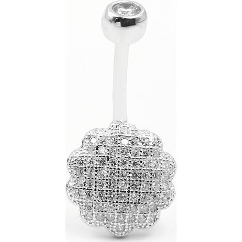 925 Sterling Silver Navel Ring Cubic Zircon Sexy Belly Piercing Body Jewelry For Women 1pc
