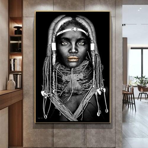 African Art Black Woman Oil on Canvas Painting Wall Posters and Prints Scandinavian Wall Art Picture for Living Room No Frame