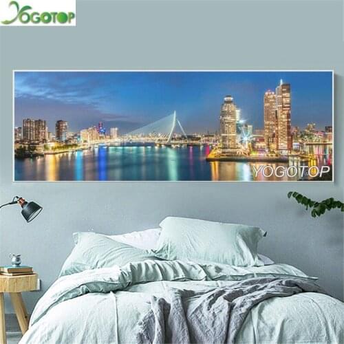 Large custom photo Full Drill 5D DIY Diamond Painting Rotterdam skyline diamond Embroidery mosaic Art Gift night scenery YY1912