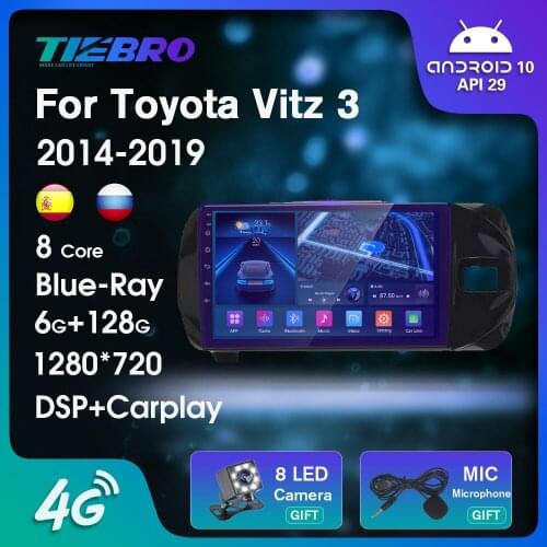 2DIN Blu-ray IPS Screen Car Radio For Toyota Vitz 3 III XP130 RHD 2014-2019 Android10 Auto Radio GPS Navigation Bluetooth Player
