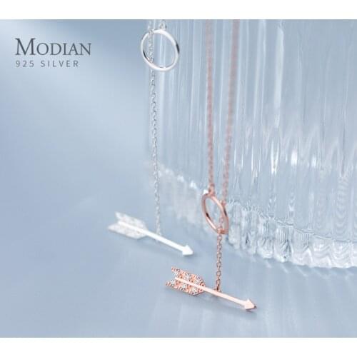 Modian Real Solid 925 Sterling Silver Fashion Dazzling Arrow Chain Necklaces Pendants For Women Wedding Statement Jewelry Colar