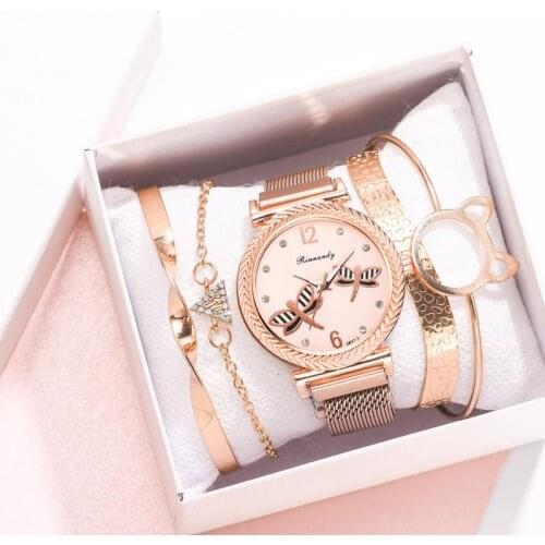 Fashion Lady Quartz Watch Mesh Belt Watch Creative Watches Dragonfly Pattern Women Bracelet Wristwatch Female Clock Gifts