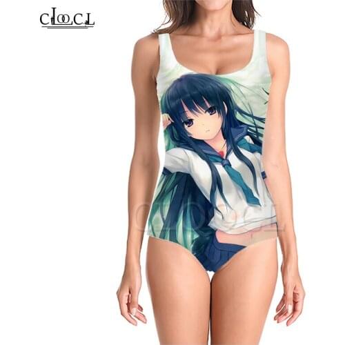 CLOOCL Newest Anime Girl 3D Print Girls One-piece Swimsuit Bathing Suit Sleeveless Slim Summer Sexy Swimwear
