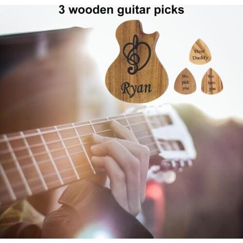 Wooden Guitar Picks Box Contains 3 Picks Lightweight Waterproof Dust-proof Guitar Picks Case Instrument Accessories Container