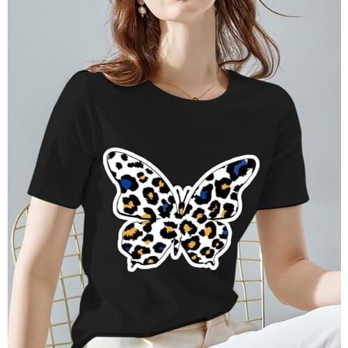 Women Tshirts Fashion Harajuku Letter Pattern Print Series Tee Classic O-neck Black All-match Short Sleeve Tops Womens Clothes