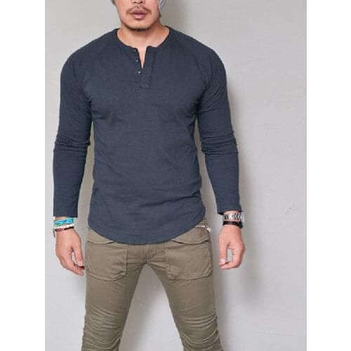 Goocheer New Arrival Mens Solid Basic Slim Fit O Neck Long Sleeve Muscle Tee Formal Slim Fit Shirt Tops Casual