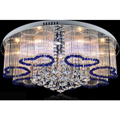 Romantic Living Room Blue Crystal Ceiling Light Fashion Heart Shape Dining Room Ceiling Lamps Glass Sticks Bedroom Ceiling Lamp