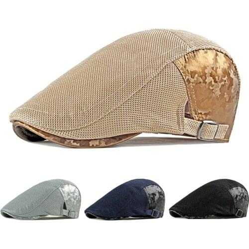 Casual Spring Summer Mesh Berets Hat Women Camouflage Newsboy Caps Men Visors Cabbie Herringbone Cap Duckbill Ivy Flat Cap