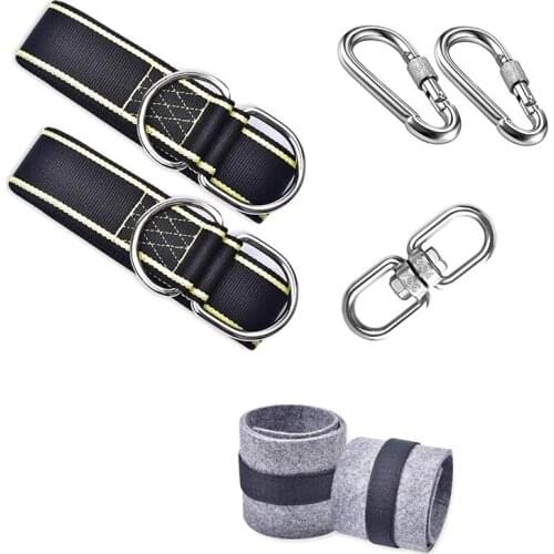 Tree Swing Suspension Kit 2 Tree Swing Straps 2 Tree Protection Devices 2 Screw Lock Carabiner Rotating Buckle