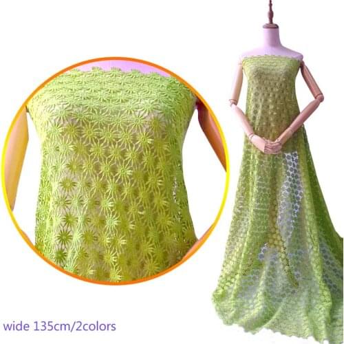 Luxury green beige embroidery lace fabric applique ribbon trim collar sewing DIY guipure craft wedding dress cloth Accessory