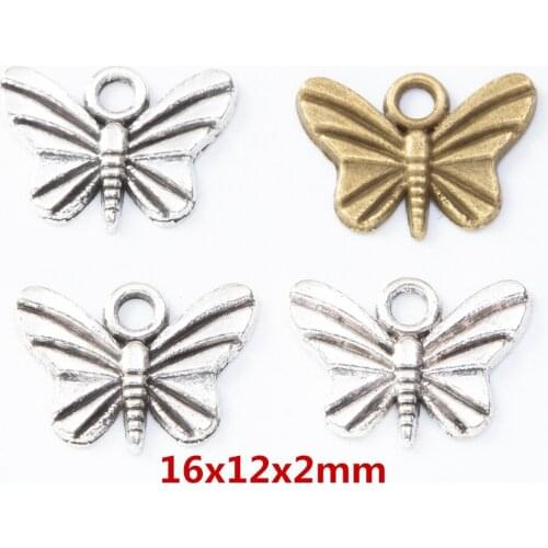 100 pieces of retro metal zinc alloy Butterfly Pendant for DIY handmade jewelry necklace making 8165