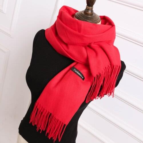 Hot Sale Red Scarf Pashmina Cashmere Scarf Wrap Shawl Winter Scarf Womens Scarves Tassel Long Blanket Cachecol High Quality