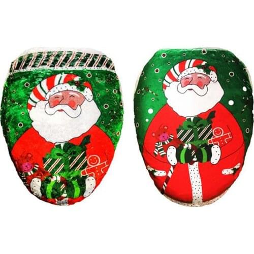 New Year Best Gift Happy Christmas Santa Toilet Seat Cover Toilet lid Bathroom Set Xmas Christmas Decorations AU400