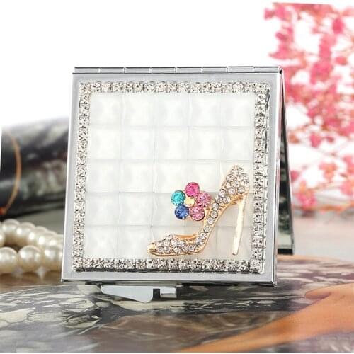 Mini Pocket Cosmetic makeup mirror,2 Side Foldable hand compact mirror make up flower Shoes,Wholesale Party Favors Gift Souvenir