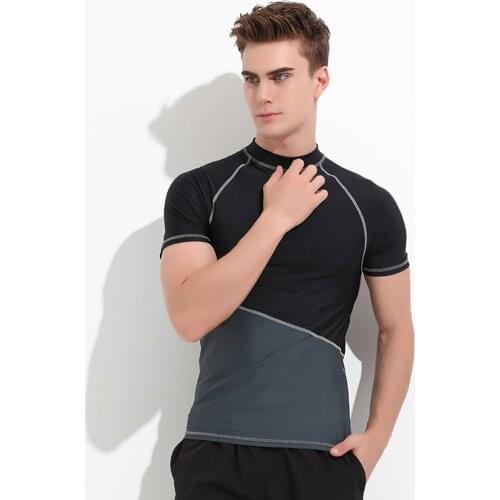 Men Short Sleeve Rash Guards Wetsuit Shirt Lycra Quick-Dry Surfing Swimwear Tops T-Shirt Anti-UV Windsurf Swim Swim Shirt Men