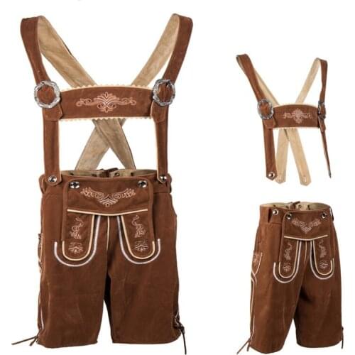 Mens German Bavaria Oktoberfest Lederhosen With Matching Suspender Bar Beer Party Wait Outfit Costume