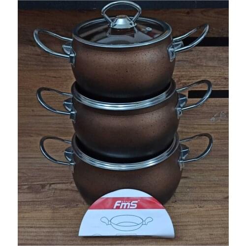 Steel Handle 3 pcs Granite Hot Pot Set 4 Ml Thick quality cookware Set cookware team