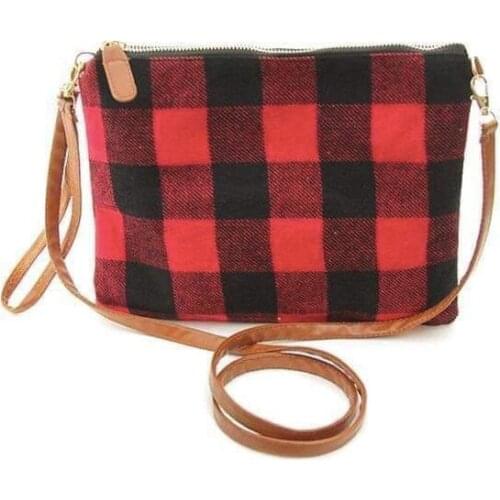 New Fashion Women Canvas Crossbody Bag Buffalo Plaid Shoulder Bag Small Christmas Plaid Handbag