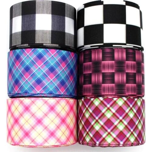New 1 '25mm 1-1/2 38mm plaid ribbon 50yards DIY handmade material hair bow headdress bow vertical grid colorful grosgrain