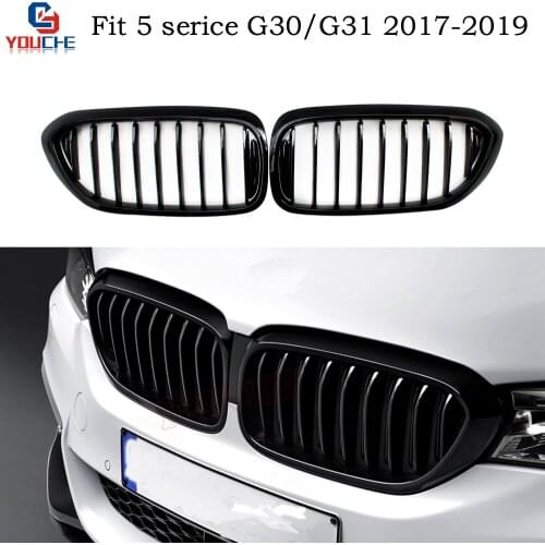 G30 Front Hood Kidney Grille Mesh For BMW 5 Series G30 G31 2017-2019 520i 530i 540i M550i M5 F90 Gloss Black Grill