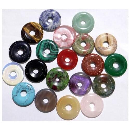 Natuursteen Quartz Crystal tiger eye Turquoises lapis lazuli cirkel donut voor charm Pendant for diy Jewelry making necklace10PC