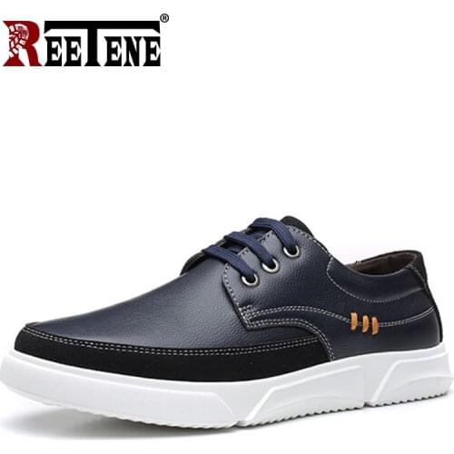 REETENE Autumn Men Casual Shoes Leather Wear-Resistant Shoes For Men Comfort MenS Sneaker Shoes Big Size 48 Casual Shoes Male