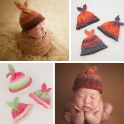 Newborn Photography Props Baby Hat Woolen Yarn Gradually Varied Color Hats Creative Props Infantil Hat Good Photogenic Effect