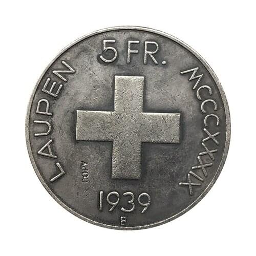 Switzerland 1939 5 Franken Battle of Laupen copy coins