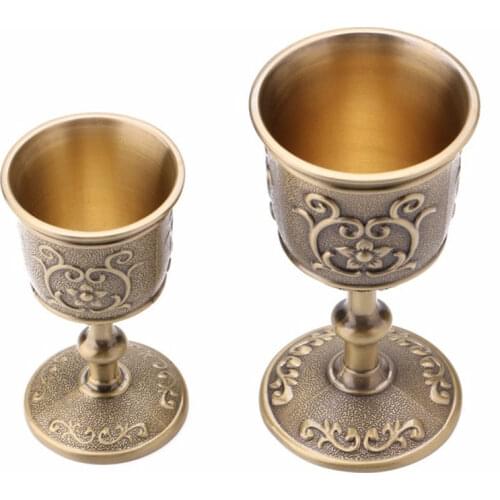 Vintage hecho a mano sólido cobre copa de agua tallado patrón FG