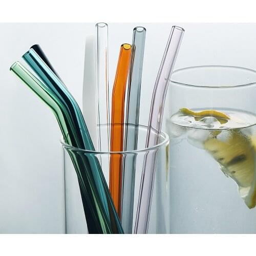 High Borosilicate Glass Straws Reusable 10 Drinking Glass Straw Eco Friendly With Brushes For Party Bar Accessories Straws Set