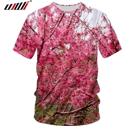 UJWI New 3D The Peach Blossom Man O Neck Tshirt Printed Mens Gothic Tee Shirt Hot Sale Unisex T-shirt Recommend