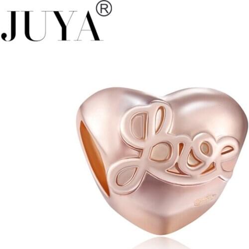 High Quality Copper Metal Big Hole Love Heart Beads For Bracelets Necklaces Jewelry Making Gold Rose Gold Color Beads