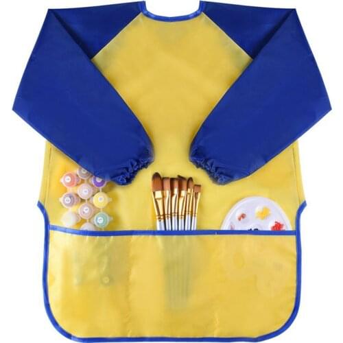 WSFS Hot Childrens Kids Toddler Waterproof Play Apron Art Smock with 3 Roomy Pockets - Painting, Baking, Feeding Smock - Age 3-8