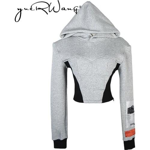 YuerWang Women Hoodies Cotton Hooded coats Women Sweatshirt Pullover Long Sleeve Patchwork Tops All Match vintage outwear 2021